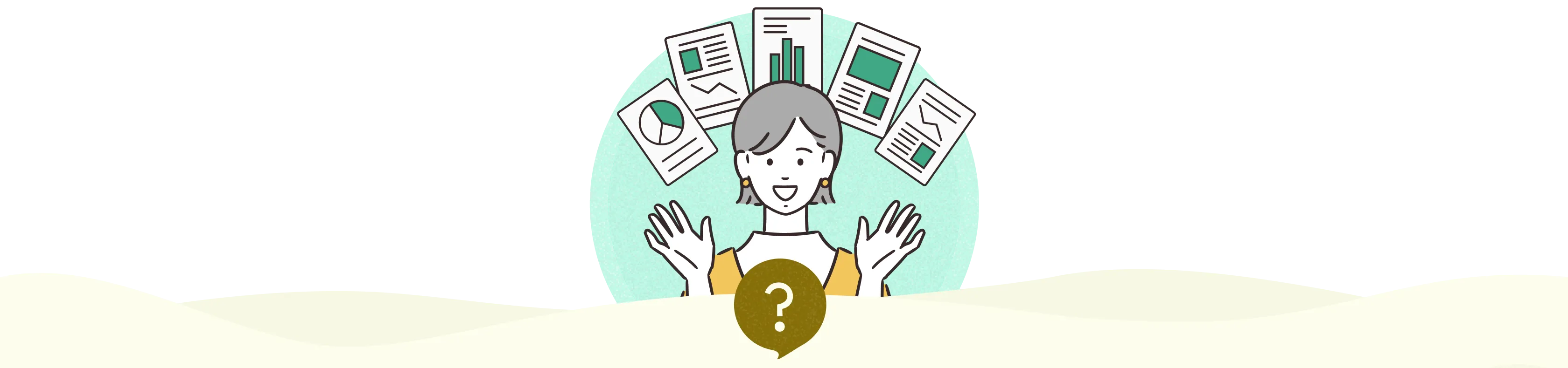手を広げて笑顔を見せる女性のイラスト