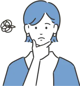 顎に手を当てて困っている女性のイラスト